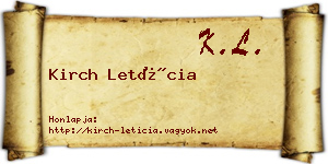Kirch Letícia névjegykártya